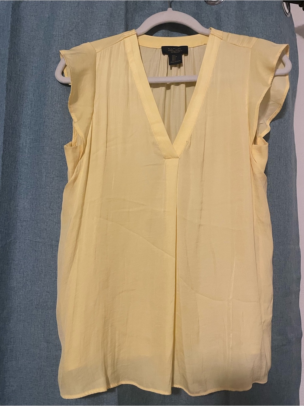 RACHEL Rachel Roy Pale Yellow V-Neck Flutter Sleeve Blouse